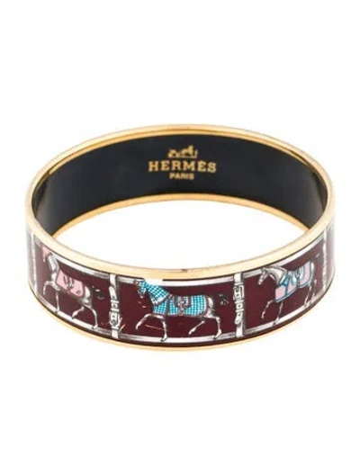 Pre-owned Hermes Enamel Wide Bangle Bracelet, 7.5" In Multi