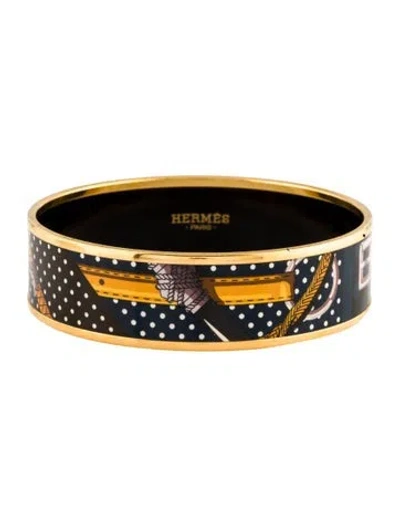 Pre-owned Hermes Enamel Wide Bangle Bracelet, 7.5" In Multi