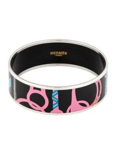 Pre-owned Hermes Enamel Wide Bangle Bracelet, 7.5" In Multi