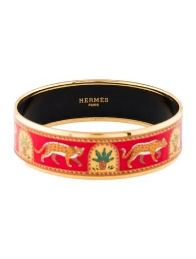 Pre-owned Hermes Enamel Wide Bangle Bracelet, 7.5" In Multi