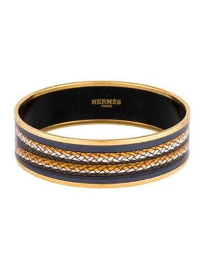 Pre-owned Hermes Enamel Wide Bangle Bracelet, 7.5" In Multi