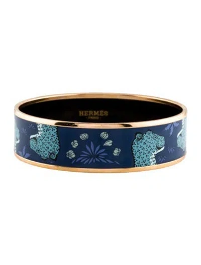 Pre-owned Hermes Enamel Wide Bangle Bracelet, 7.75" In Multi
