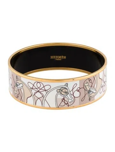 Pre-owned Hermes Enamel Wide Bangle Bracelet, 8" In Multi