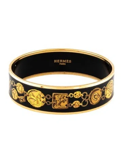 Pre-owned Hermes Enamel Wide Bangle Bracelet, 8" In Multi