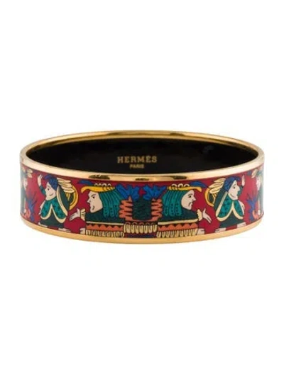 Pre-owned Hermes Enamel Wide Bangle Bracelet, 8.25" In Multi