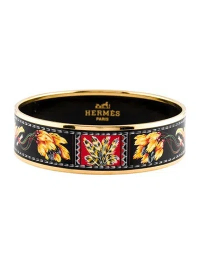 Pre-owned Hermes Enamel Wide Bangle Bracelet, 8.25" In Multi