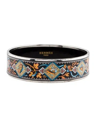 Pre-owned Hermes Enamel Wide Bangle Bracelet, 8.25" In Multi