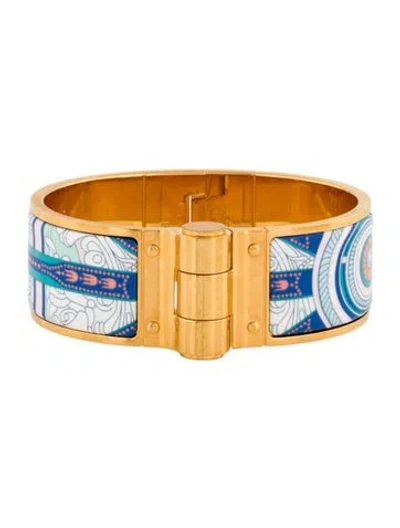 Pre-owned Hermes Enamel Wide Hinged Barcelet, 6" In Multi
