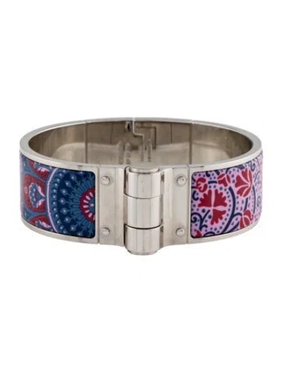 Pre-owned Hermes Enamel Wide Hinged Bracelet, 7" In Multi