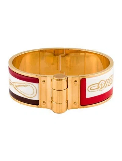 Pre-owned Hermes Enamel Wide Hinged Bracelet, 7.25" In Multi