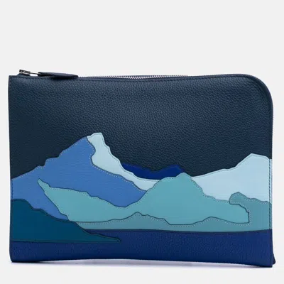 Pre-owned Hermes Endless Road Blue Togo Swift Leather Clutch Bag