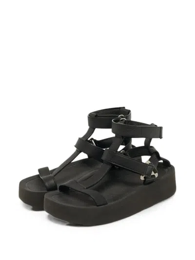 Pre-owned Hermes Enid Ankle Strap Sandals In Black