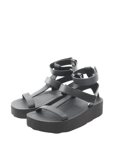 Pre-owned Hermes Enid Buckle Sandals In Black