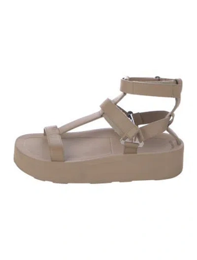 Pre-owned Hermes Enid Leather Gladiator Sandals In Neutral