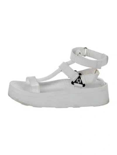 Pre-owned Hermes Enid Leather Gladiator Sandals In White