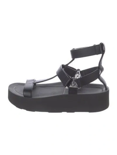 Pre-owned Hermes Enid Rubber Gladiator Sandals In Black