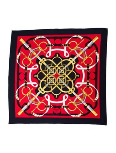 Pre-owned Hermes Eperon D Silk Scarf In Blue