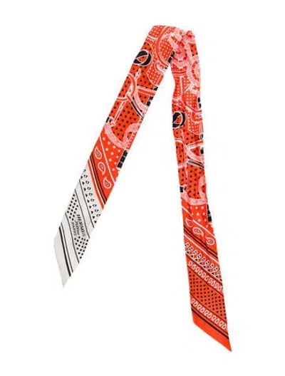 Pre-owned Hermes Eperon D'or Bandana Silk Twilly Scarf In Orange