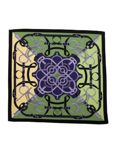 Pre-owned Hermes Eperon D'or Cashmere Shawl In Black