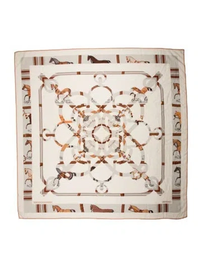 Pre-owned Hermes Eperon D'or Et Tenues De Jour Cashmere Shawl In Neutral