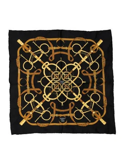 Pre-owned Hermes Eperon D'or Pocket Square Silk Scarf In Multi