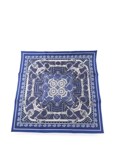 Pre-owned Hermes Eperon D'or Scarf In Blue