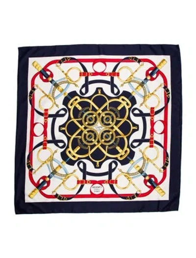 Pre-owned Hermes Eperon D'or Silk Scarf In Blue
