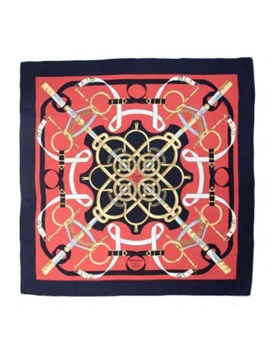 Pre-owned Hermes Eperon D'or Silk Scarf In Blue