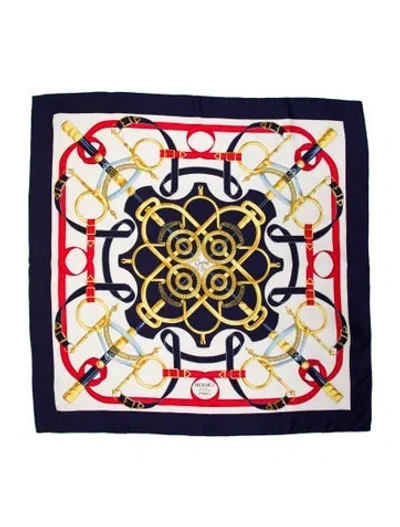 Pre-owned Hermes Eperon D'or Silk Scarf In Blue