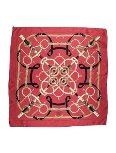 Pre-owned Hermes Eperon D'or Silk Scarf In Red