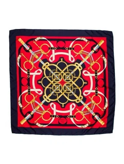 Pre-owned Hermes Eperon D'or Silk Scarf In Red