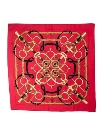 Pre-owned Hermes Eperon D'or Silk Scarf In Red