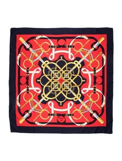 Pre-owned Hermes Eperon D'or Silk Scarf In Red