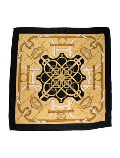 Pre-owned Hermes Eperon D'or Silk Scarf In Yellow