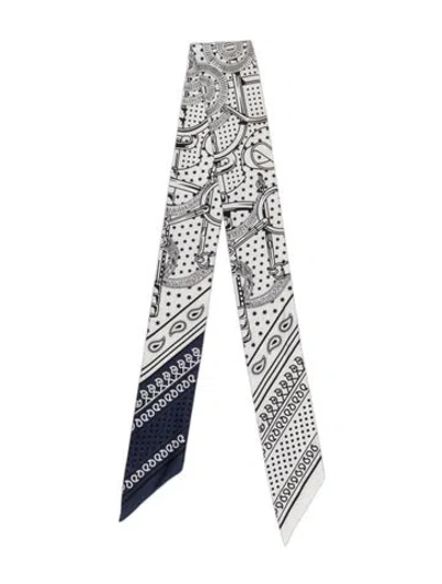 Pre-owned Hermes Eperon D'or Silk Twilly Scarf In White