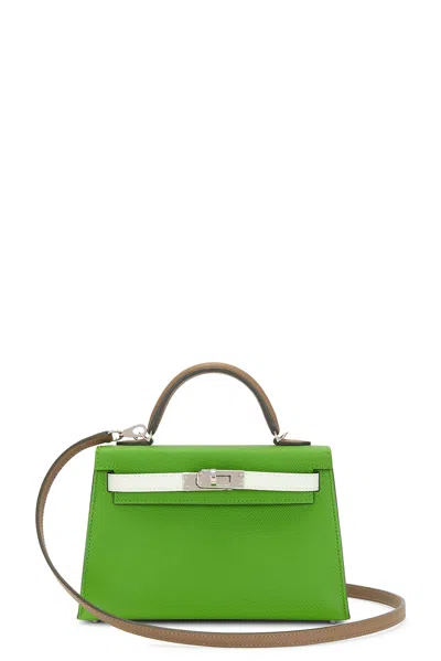 Pre-owned Hermes Epsom B Stamp Mini Kelly Handbag In Yucca