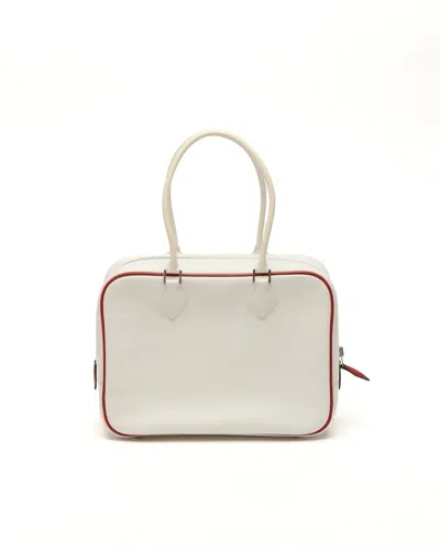 Hermes Hermès Epsom Bi-color Plume 28 Tote Bag In White