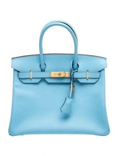 Pre-owned Hermes Epsom Birkin 30 In Blue