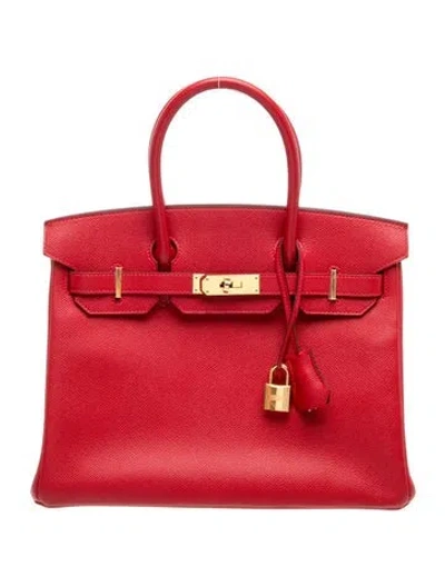 Pre-owned Hermes Epsom Birkin 30 In Red