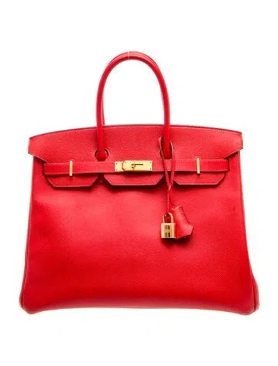 Pre-owned Hermes Epsom Birkin 35 In Red