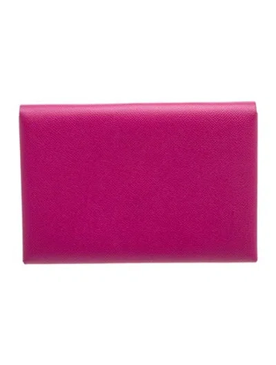 Pre-owned Hermes Epsom Calvi Pouch In Pink