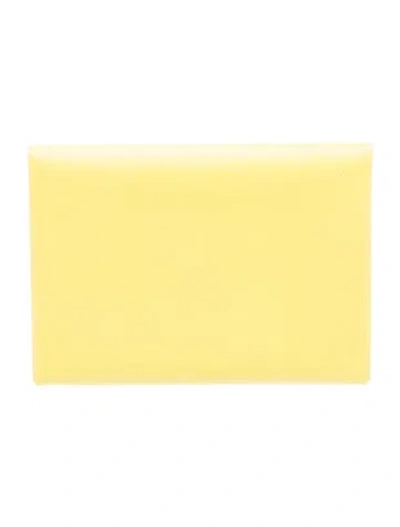 Pre-owned Hermes Epsom Calvi Pouch In Yellow