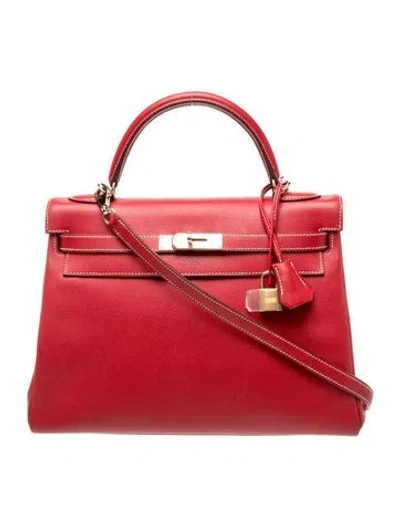 Pre-owned Hermes Epsom Candy Kelly Ii Retourne 32 In Red