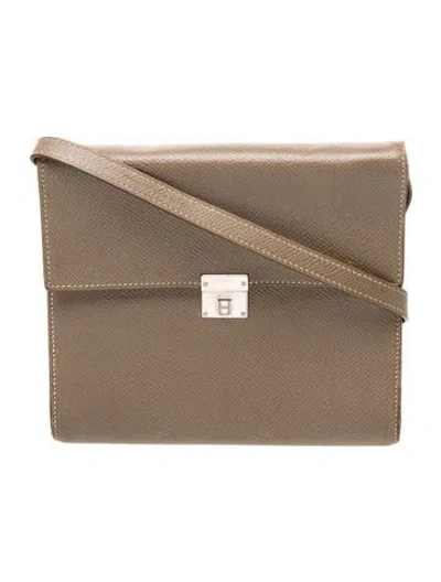 Pre-owned Hermes Epsom Clic 16 Wallet W/ Strap In Neutrals