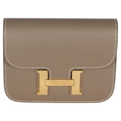 Pre-owned Hermes Hermès Epsom Constance Slim Wallet Ghw In Brown