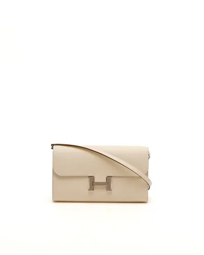 Pre-owned Hermes Hermès Epsom Constance To Go Long Wallet In Beige