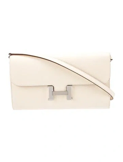 Pre-owned Hermes Epsom Constance To Go Wallet In Neutral