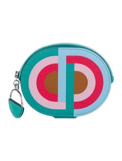 Pre-owned Hermes Epsom In-the-loop To Go Pouch In Blue