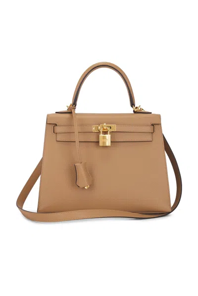 Pre-owned Hermes Epsom Kelly 25 Sellier Handbag In Brown