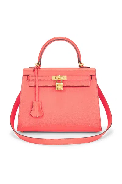 Pre-owned Hermes Epsom Kelly 25 Sellier Handbag In Red